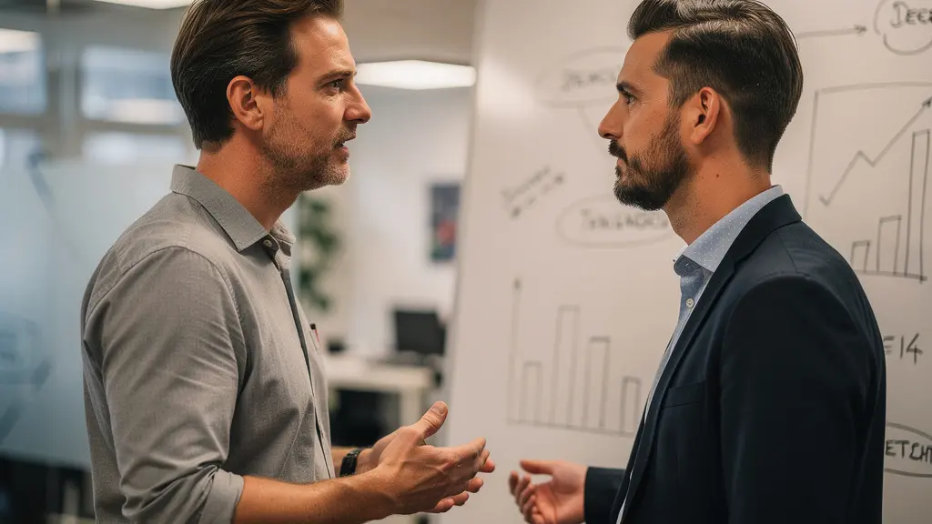 Twee startup-oprichters bespreken validatiestrategie bij whiteboard in Eindhoven tech-incubator