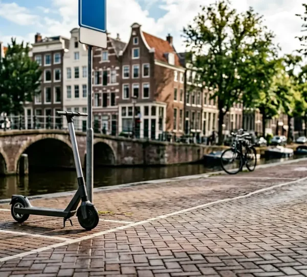 Deelscooter correct geparkeerd in parkeervak Amsterdam