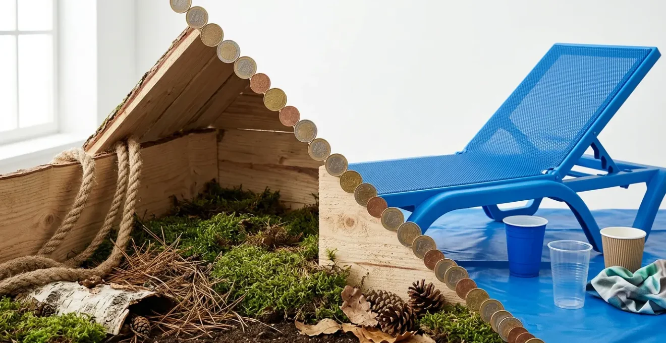 Visualisatie van prijsverschil tussen eco-lodge in Drenthe en all-inclusive resort in Turkije