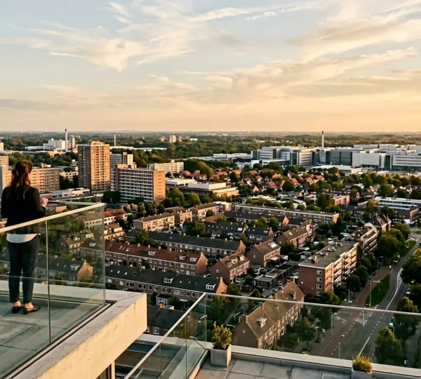 Kenniswerker kijkt naar woningen in Brainport regio