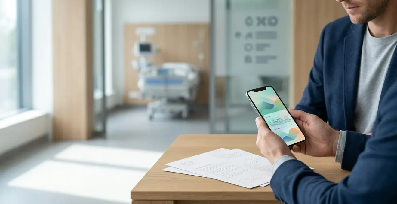 Digitale gezondheidszorg met therapie-apps en verzekeringsdocumenten