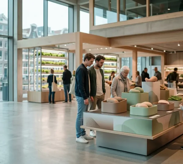 Nederlandse consumenten ontdekken kweekvlees en insectenburgers in moderne supermarkt
