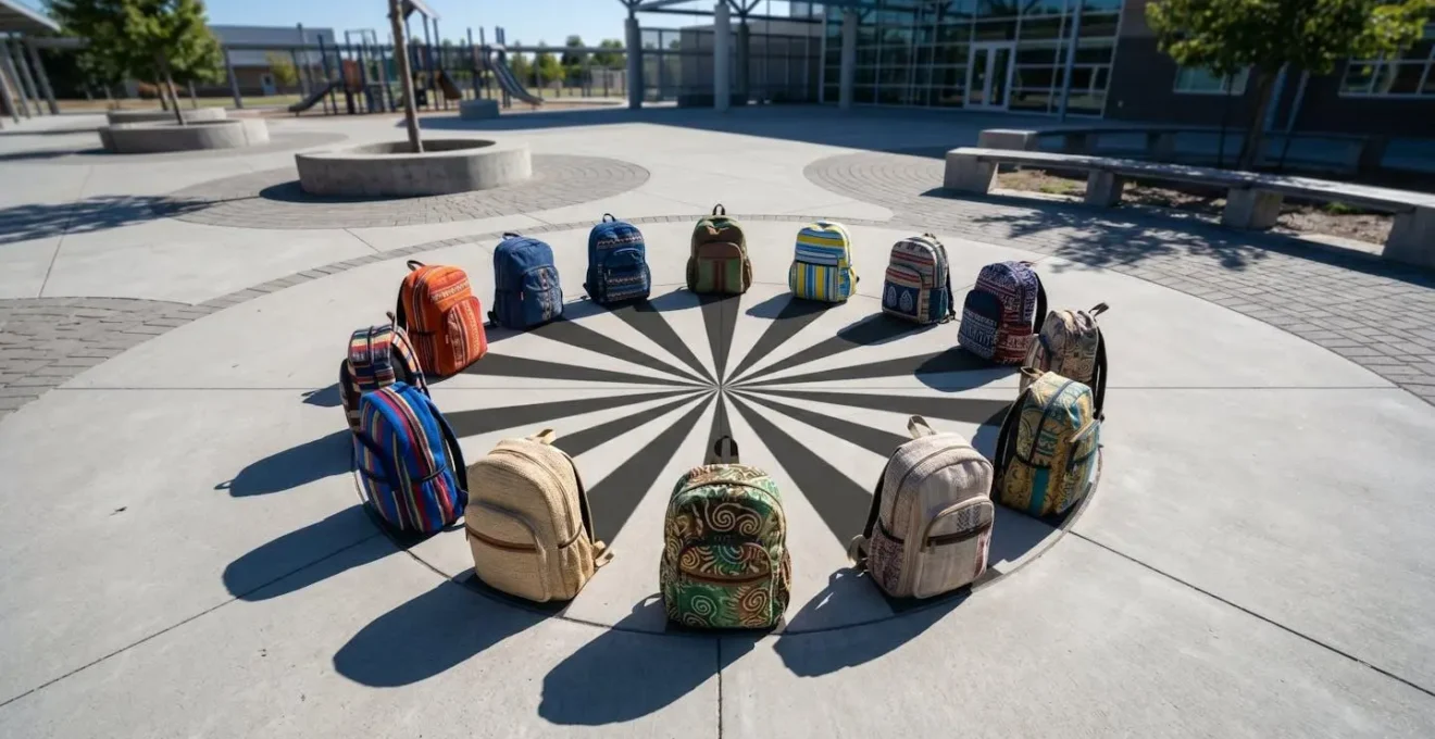Diverse groep internationale schoolkinderen op moderne schoolcampus