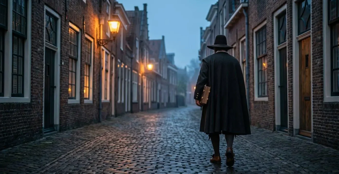 Historische Nederlandse straat met oude gevels waar literaire personages doorheen liepen
