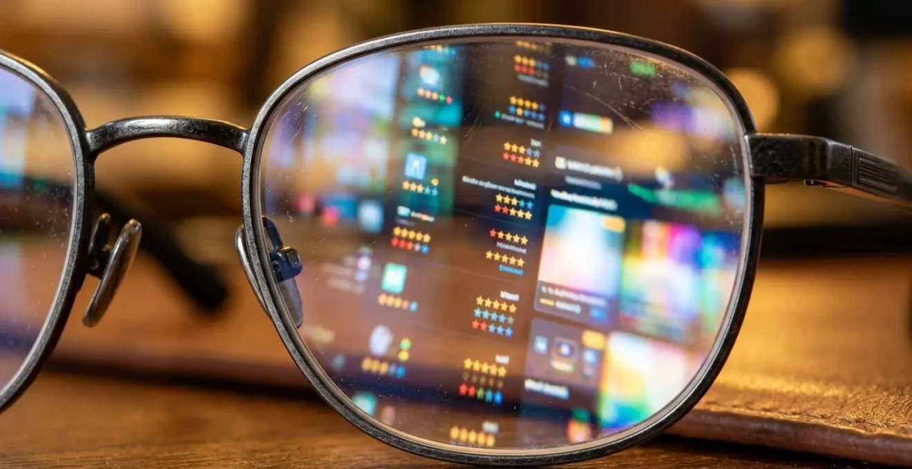 Macro opname van computerscherm reflectie in brillenglazen tijdens online winkelen