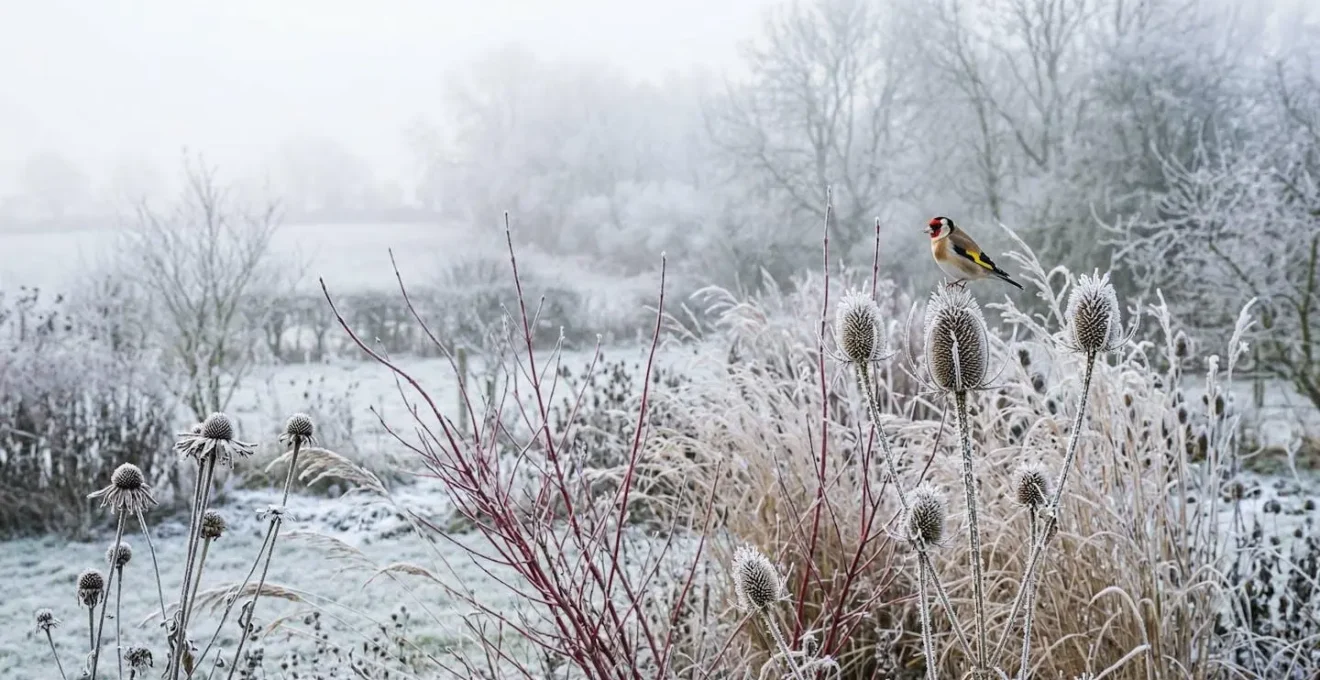 Winterse schoonheid van inheemse planten met zaadhoofden en structuur in Nederlandse tuin